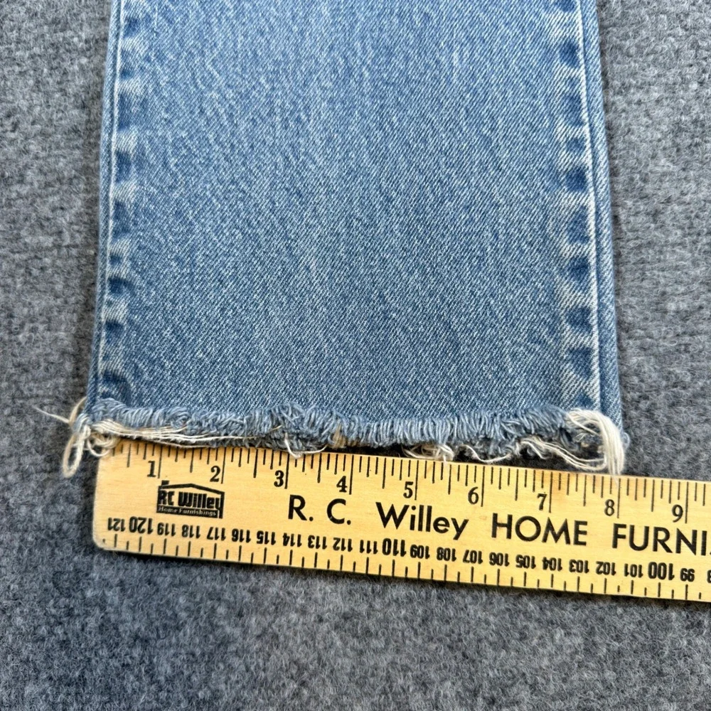 Levi's 517 Boot Cut Jeans Mens 29x34 Fit 27x31 Blue Distressed Frayed Denim Hem